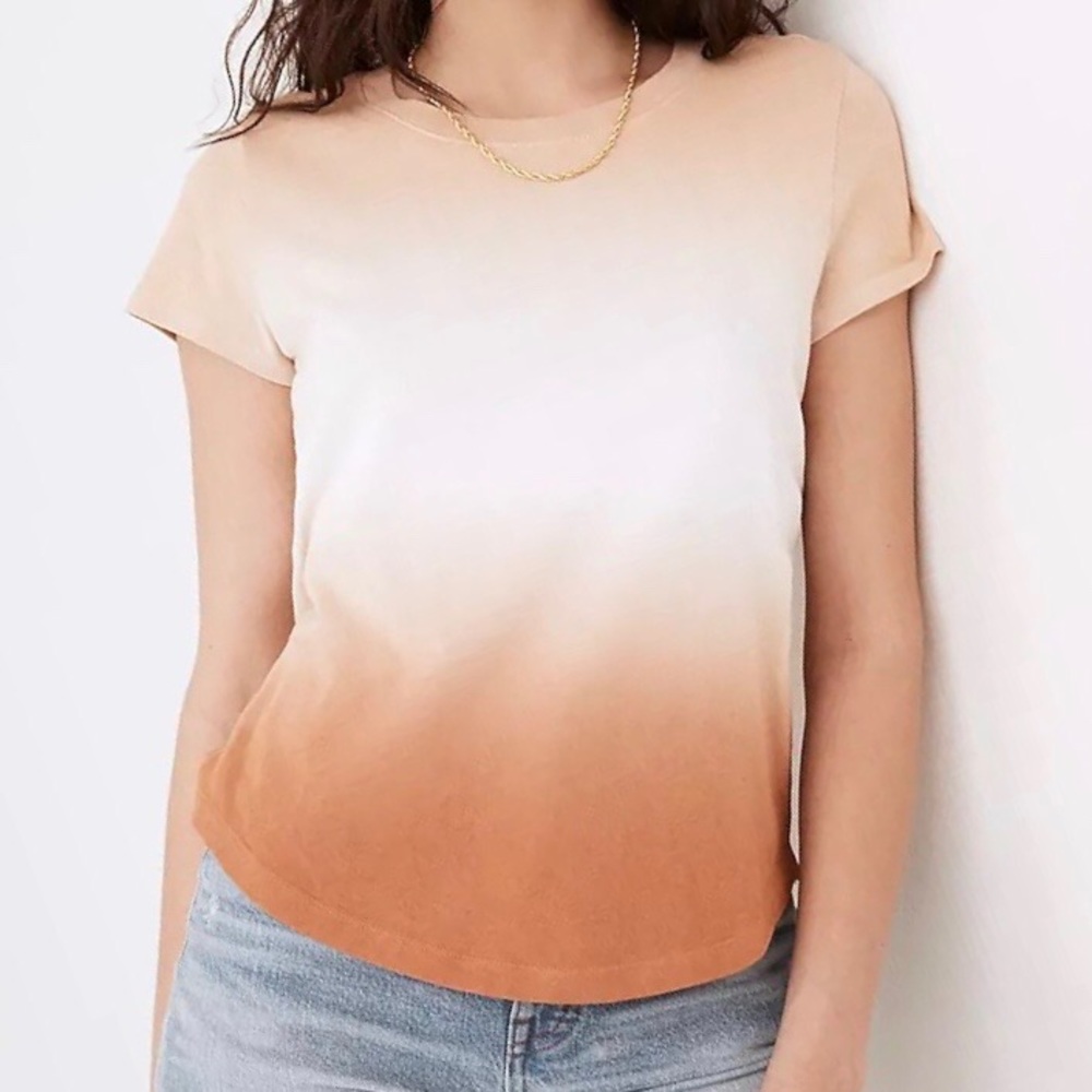 Madewell Dip-Dyed Ombre Resourced Cotton Shrunken Shirttail Hem Tee Size Small